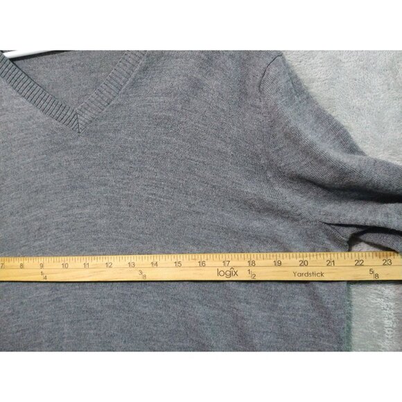 Banana Republic Sweater Mens XL Gray Extra Fine Merino Wool V Neck Pullover - Picture 4 of 8